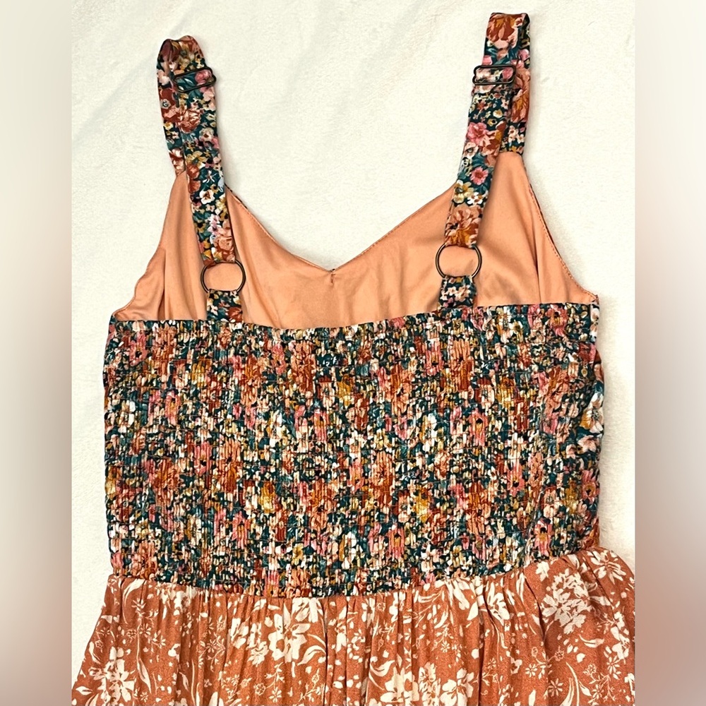 Maurices Bare Floral Patchwork Multicolor Coral Midi Dress Women’s XS - Picture 15 of 16